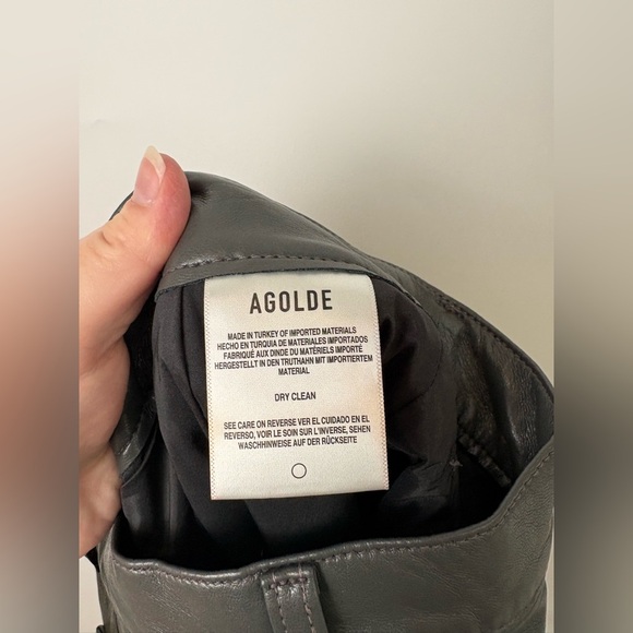 NWOT Agolde Recycled Leather 90s Pinch Waist Gray Pants - Picture 5 of 7